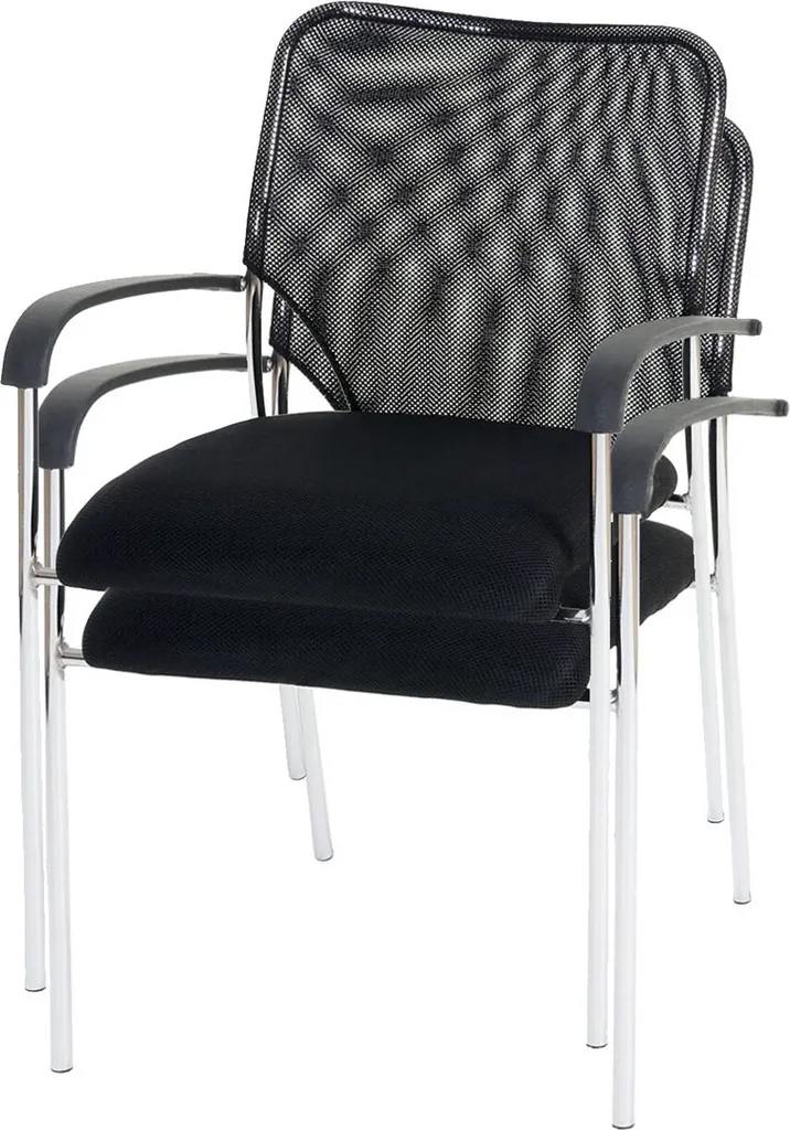 Chaises visiteurs Tulsa noires empilables avec assise en tissu doux