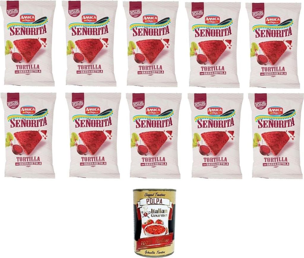 Amica Chips Señorita Tortilla mit Rote Bete 10x170 g+ Italian Gourmet polpa 400g