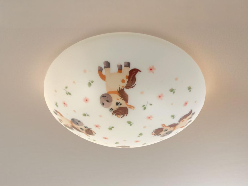 Niermann Standby Deckenlampe PONY PAULA Kinderzimmer flach bunt 35cm Durchmesser Nachtlicht