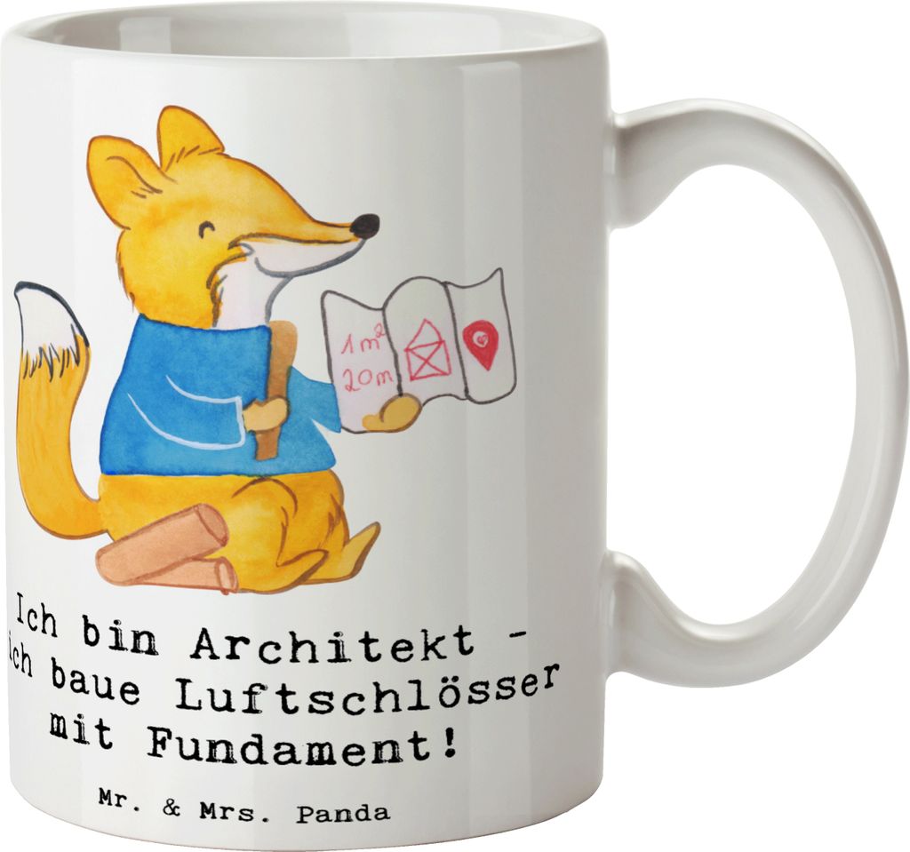 Mr. & Mrs. Panda Becher Architekt Luftschlösser - Weiß - Geschenk, Berufsleben, Geschenktasse, Tasse, kaffeebecher keramik, Präzision, Berufspro...