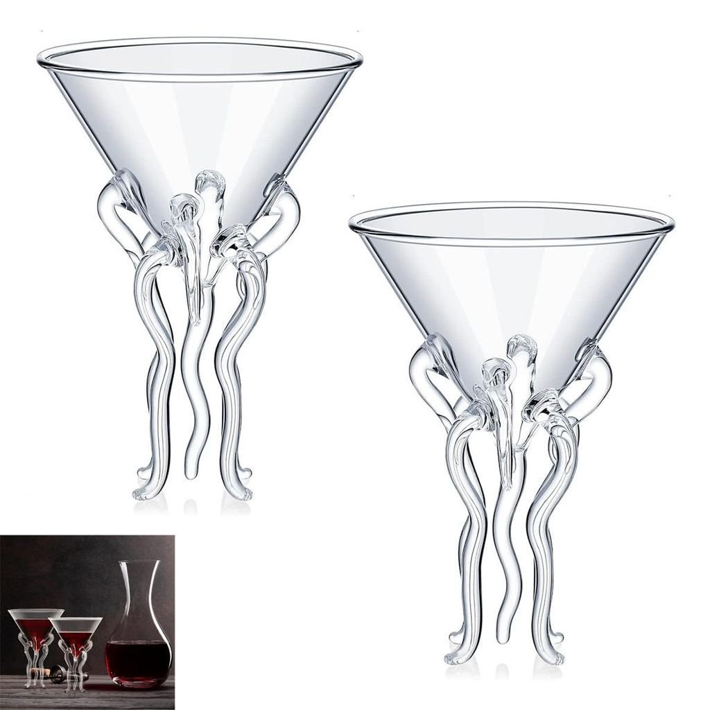 2er-Set Glas-Cocktailgläser,mit Oktopus-Motiv und Produktbild 