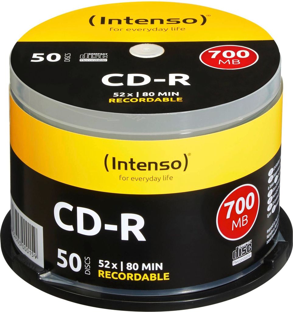 Intenso CD-R 700MB/80min 52x Speed - 50stk Cake Box Produktbild 