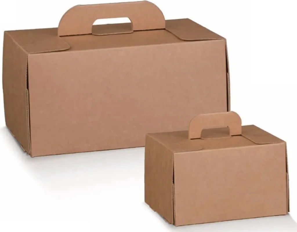 Foodbox carton avec poignée kraft marron 28x20x14cm pack de 30 pièces