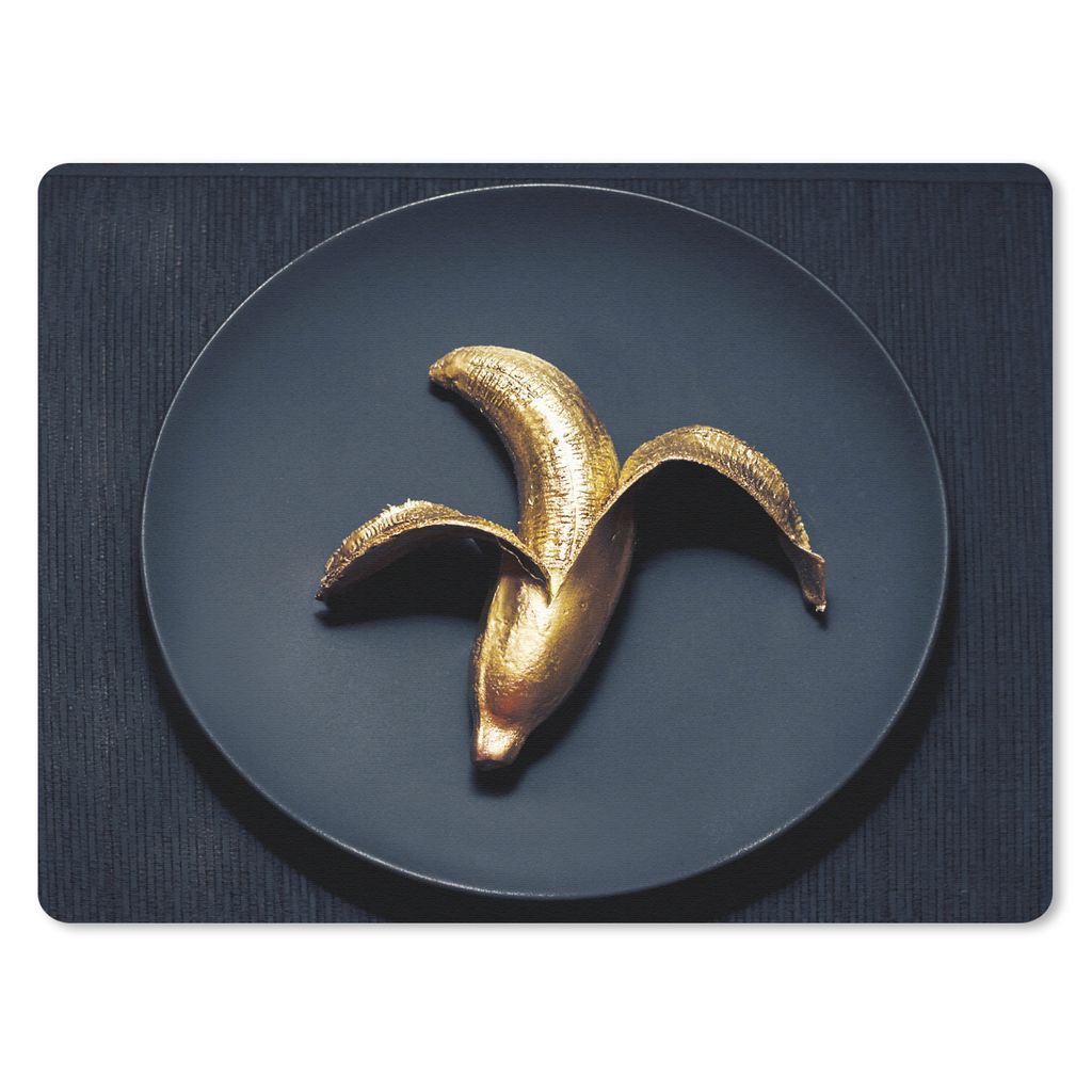 MuchoWow Mauspad Mousepad Goldene Banane auf dunklem Hintergrund 40x30 cm - Mousepads - Maus Mat - Pad - Mausunterlage - Anti Rutsch