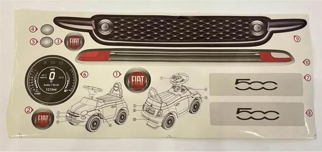 Planche de décoration toboggan Fiat 500 - Sticker de bas de caisse noir