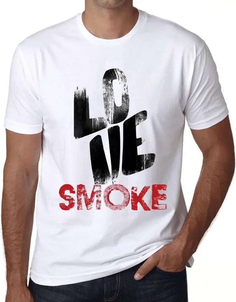 Herren Grafik T-Shirt Liebesrauch – Love Smoke – Öko-Verantwortlich Vintage Jahrgang Kurzarm Lustige Druck Geburtstag Geschenk Mann