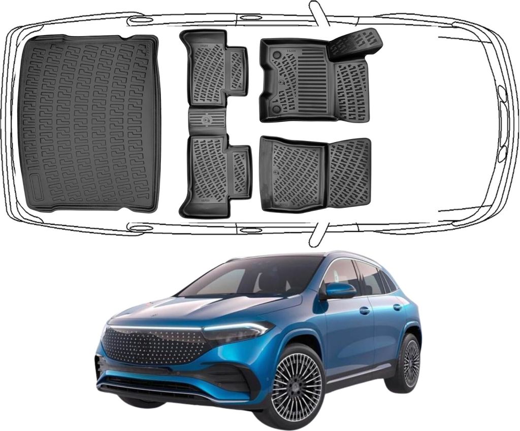 3D Fußmatten & Kofferraumwanne Auto Set Kompatibel mit Produktbild 