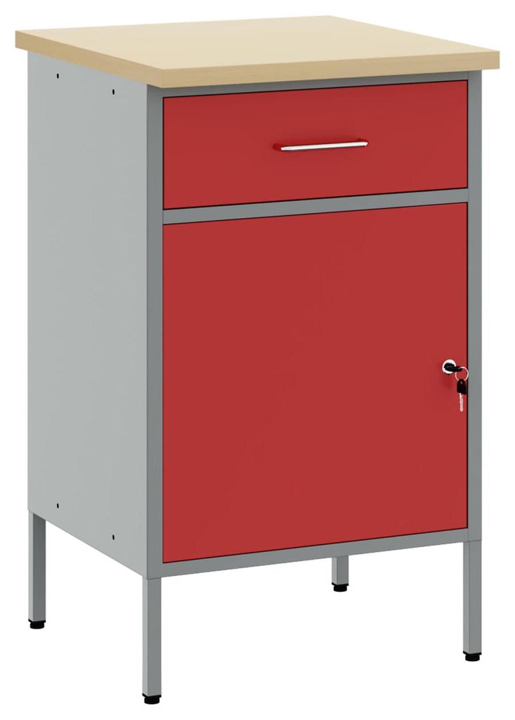 Werkbank Rot und Grau 50 x 55 x 85 cm Ingenieure Holz und Stahl