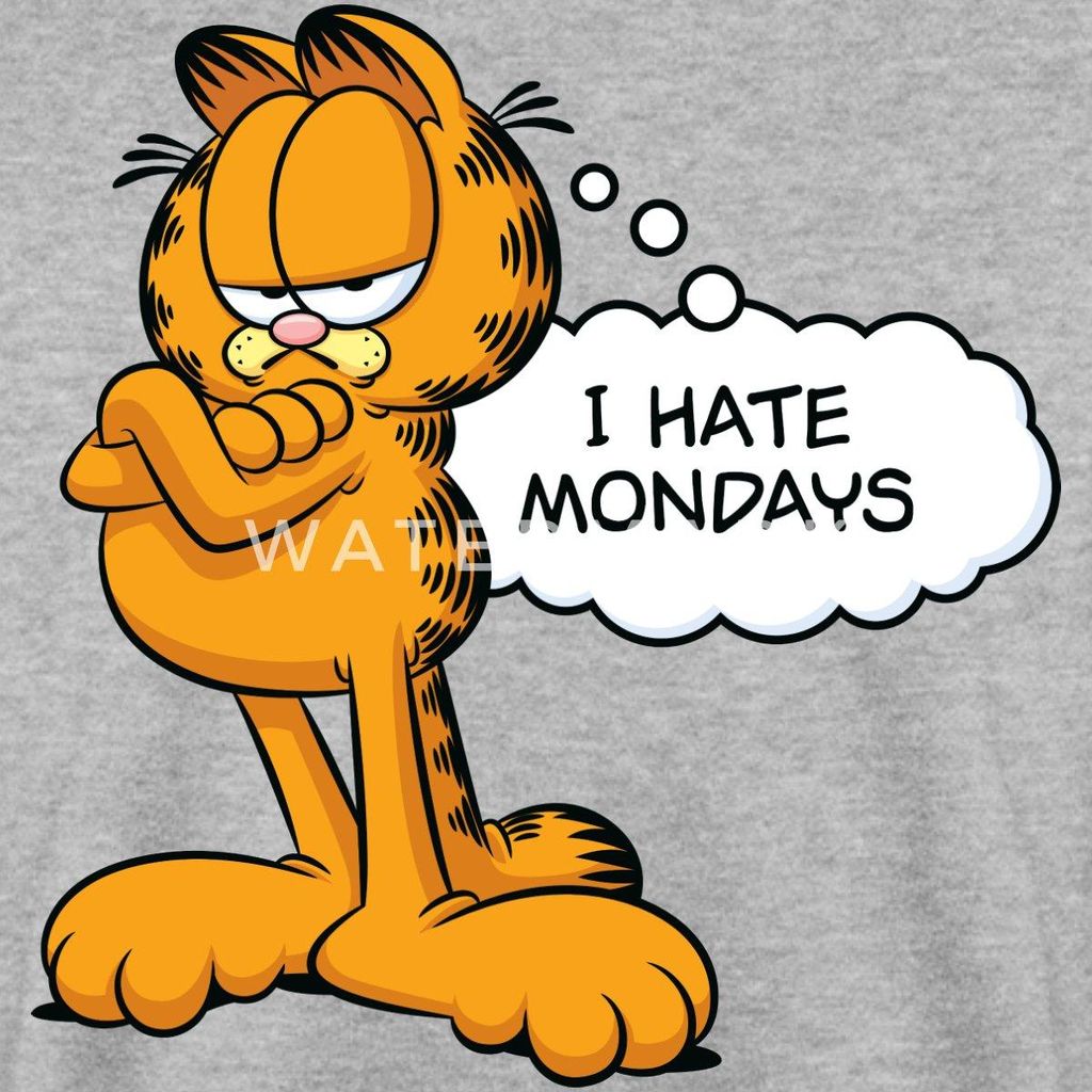 Spreadshirt Garfield Ich Hasse Montage Mondays Montag Uni Pullover, 3XL, Weißgrau meliert