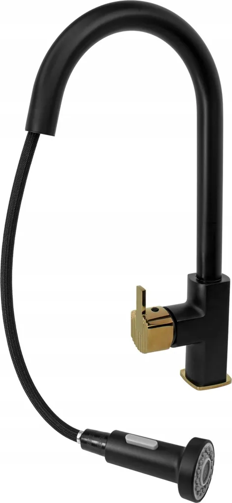 Miscelatore da cucina Venice nero/oro con doccetta estraibile