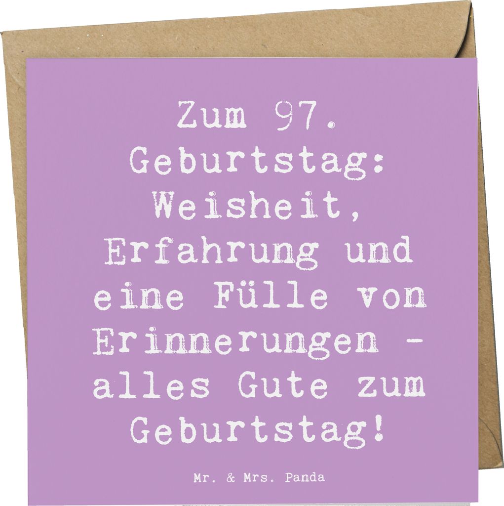 Mr. & Mrs. Panda Deluxe Karte Spruch 97. Geburtstag - Lavendeltraum - Geschenk, anlasskarte, Feiern, faltkarte, Glückwunschkarte, Geburtstagsgesch...