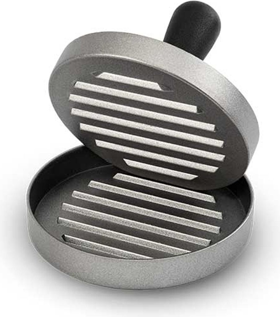 NATUMO Burgerpresse Antihaft (Ø 11cm, 200g), Alu-Guss Hamburgerpresse, Burger Pattie Presse für Fleisch-Pattys & Gemüseburger