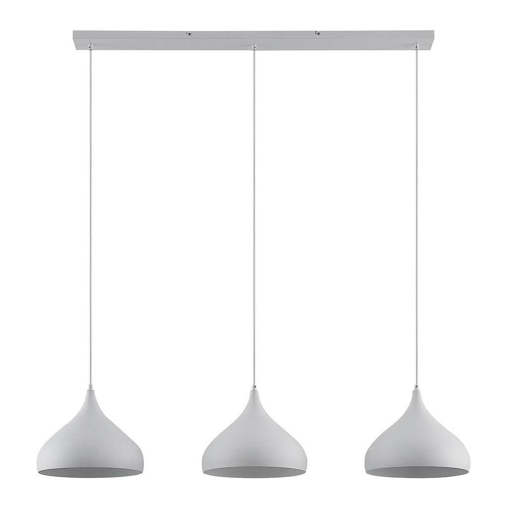 Lindby Pendelleuchte Elamira, weiß, Metall, 133 cm, 3-flg.