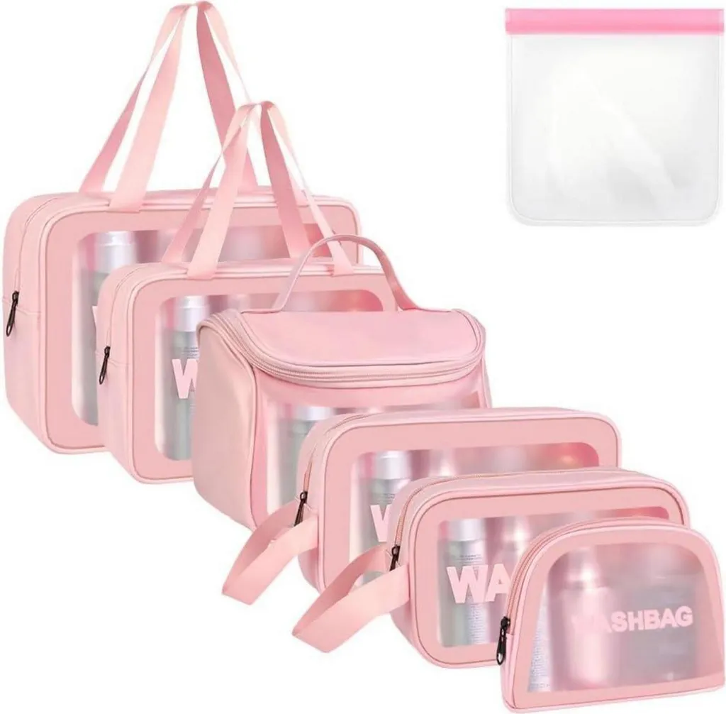 Trousse de Toilette pour Voyage et Avion : Set 6 Pièces Transparentes