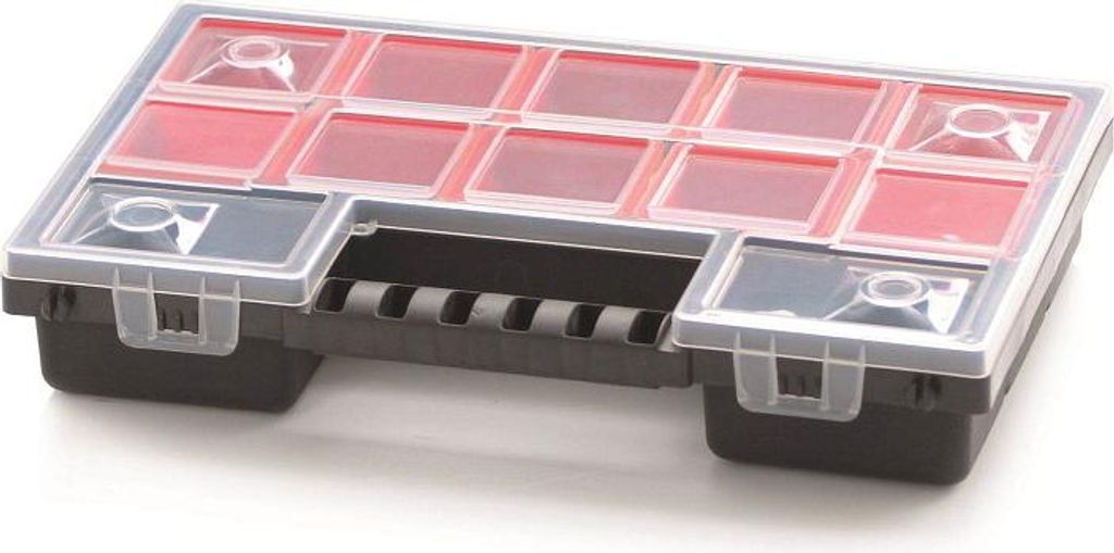 Plastový organizér 12 červených krabiček NORB 287x186x50 mm Immagine del prodotto 