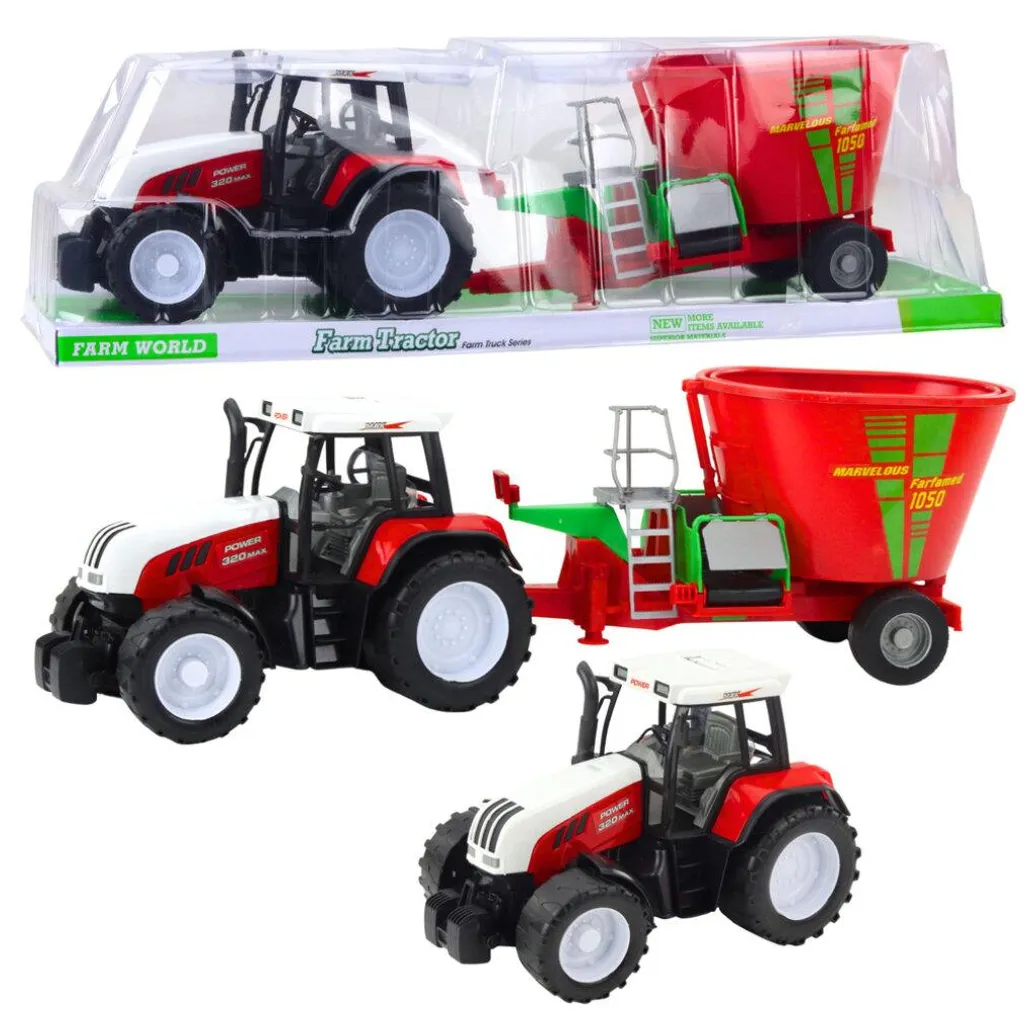 Jouet Tracteur Agricole avec Remorque Mélangeuse Rouge de 60 cm XXL