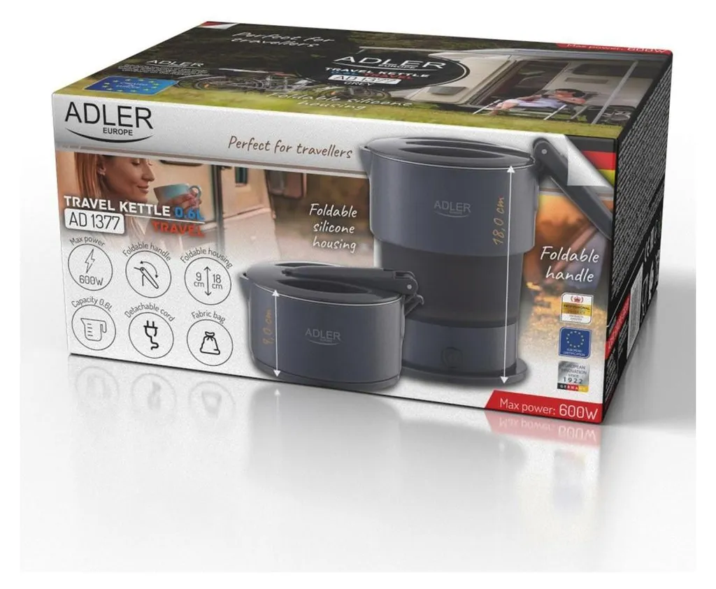 Bouilloire pliable ADLER AD 1377 g grise : la solution gain de place 0,6L - 10