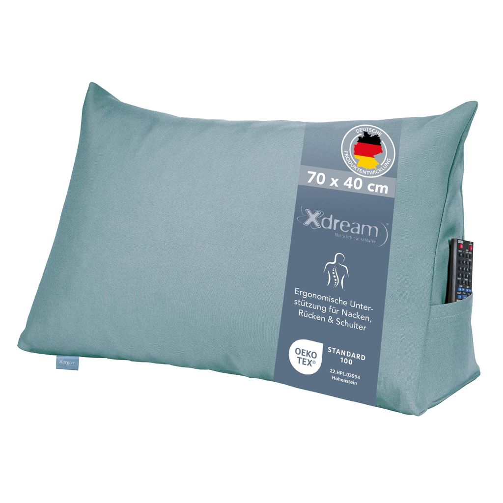 Rückenkissen | Lesekissen für Bett und Sofa | türkis | 70 x Produktbild 