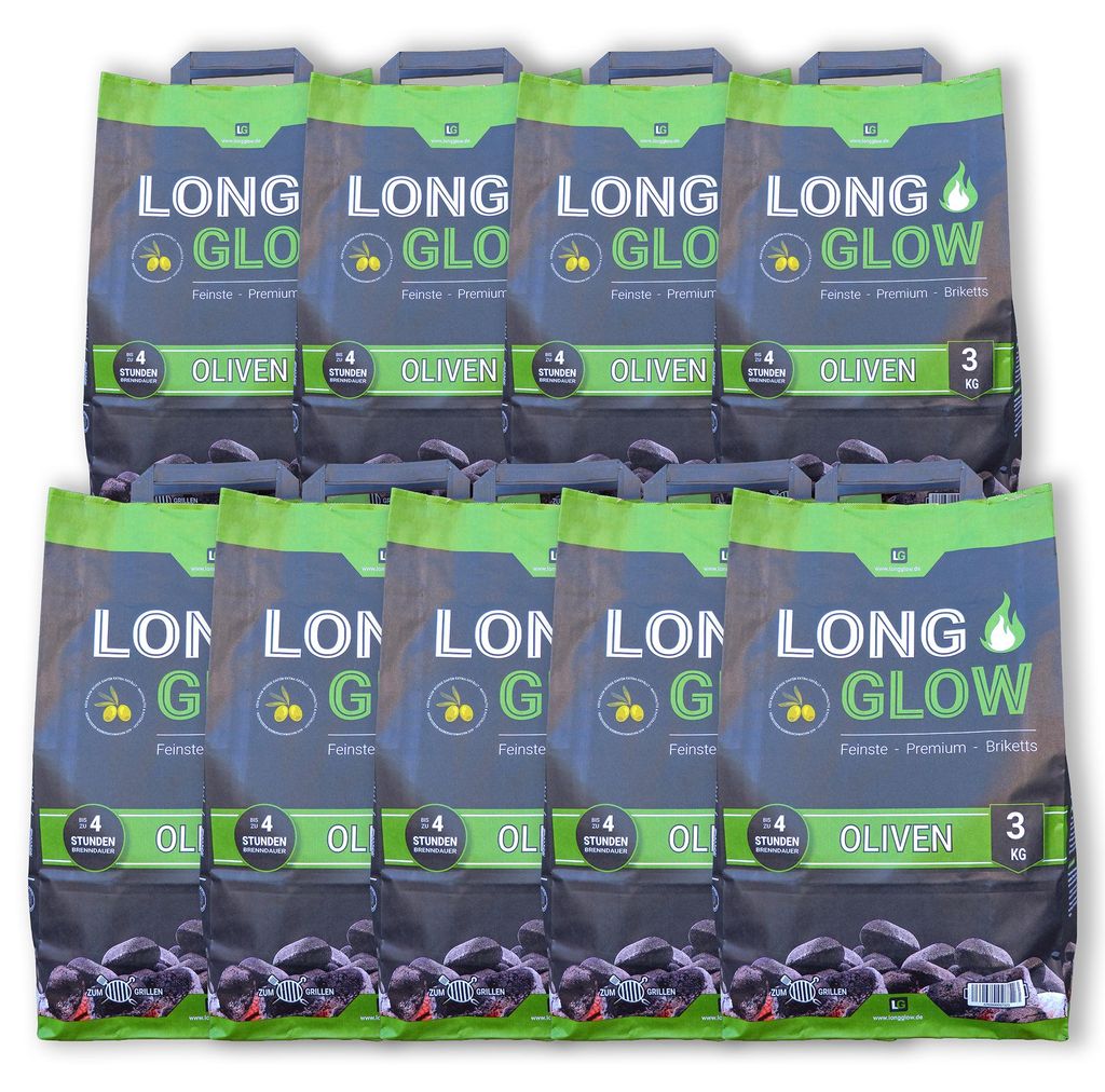 Long Glow Olive 27 kg Premium Grillbriketts |  Spain Produktbild 