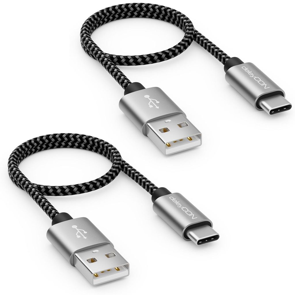 deleyCON USB-C Kabel im SET (2 Stück je 0,30m) 30cm Kurz Produktbild 