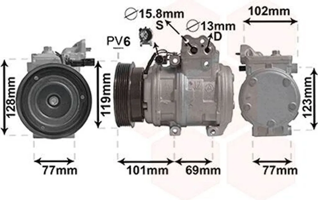 Compresseur Climatisation 1 Pôle Adaptable sur KIA et Hyundai Wezel