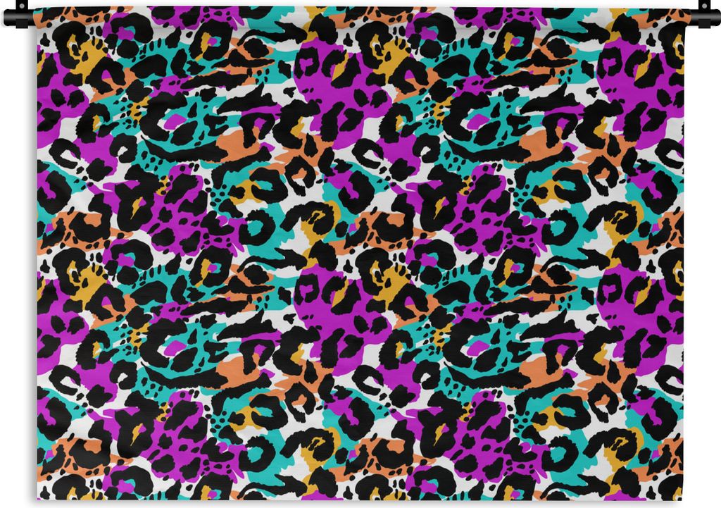 MuchoWow Wandteppich Wandbehang Tiermuster - Panther - Regenbogen 90x67.5 cm Tapisserie Dekoration Wandtuch - Fototeppich - Wand-Skulpturen