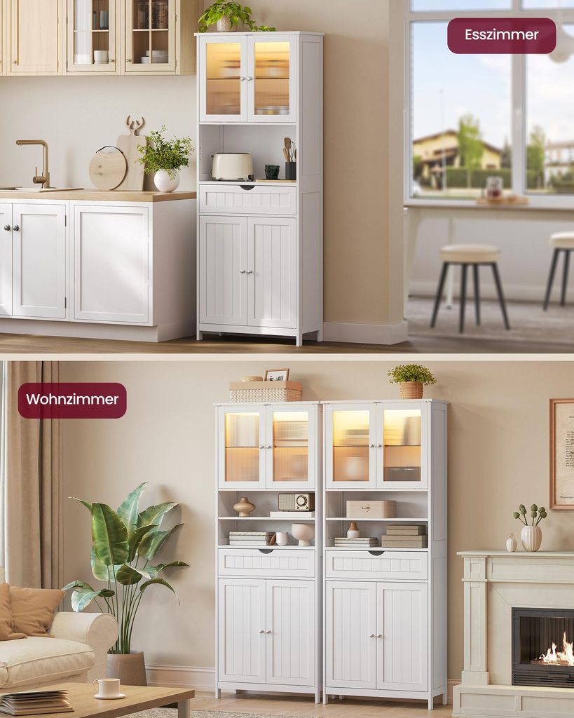 VASAGLE Badezimmerschrank mit LED-Beleuchtung, Badschrank, Produktbild 