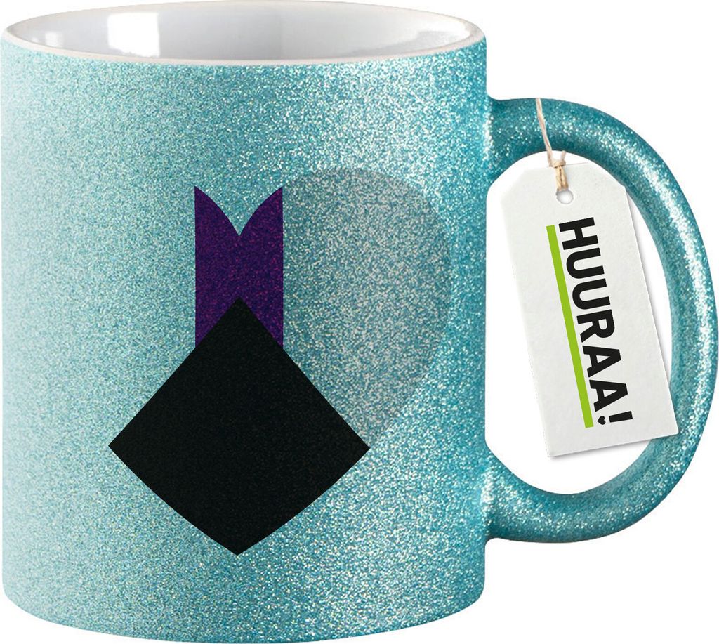 Huuraa Glitzertasse Demisexuell Pride Flagge LGBTQ Herz 330ml Blau Keramik Kaffeebecher Geschenkidee