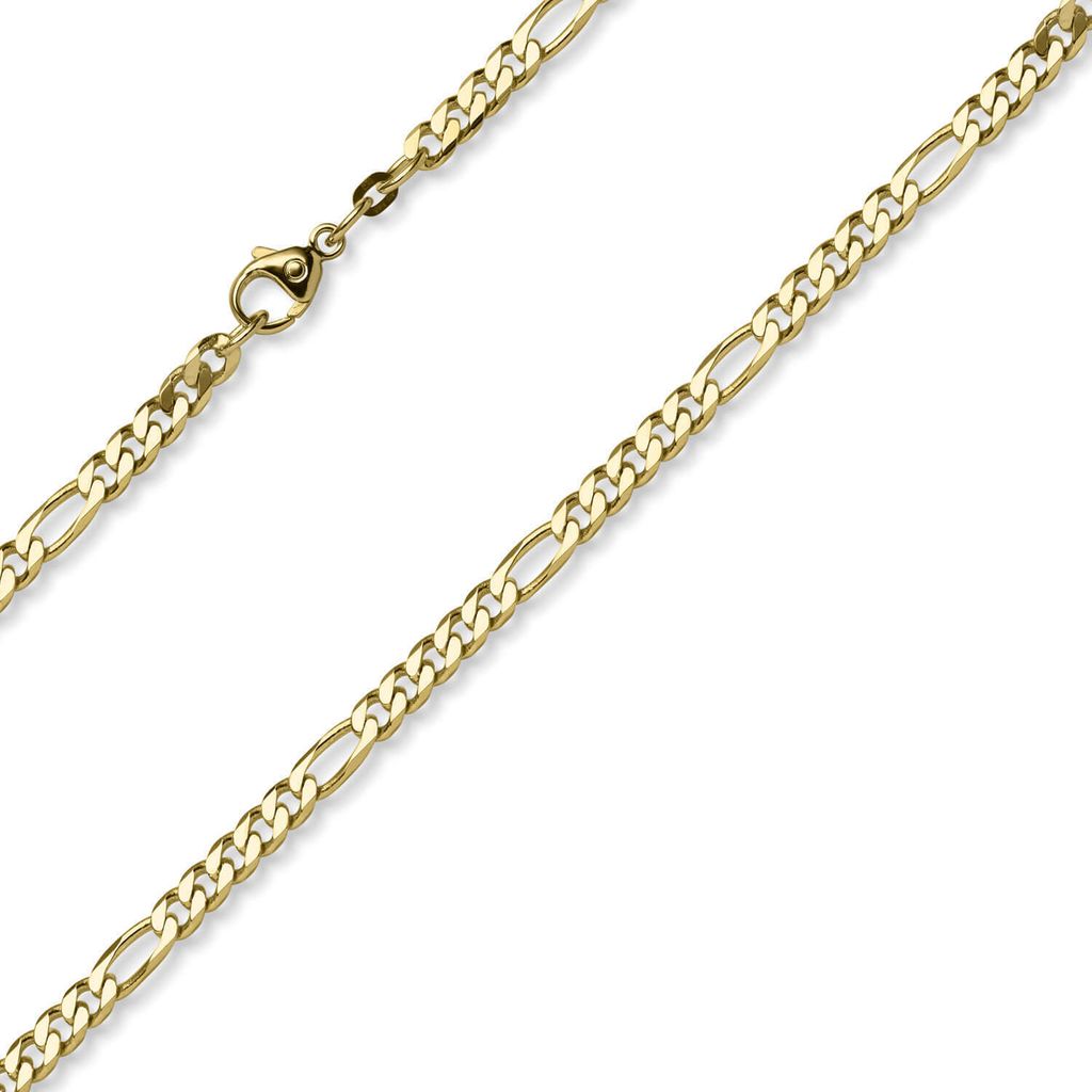 4,5mm Armband diamantierte Figaro-Kette aus 585 Gold Gelbgold Armschmuck, 21cm