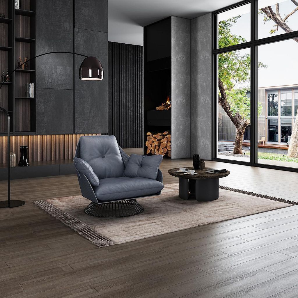 Sessel Design Grau Metall Relax Club Lounge Einsitzer Polster Stoff Leder Neu