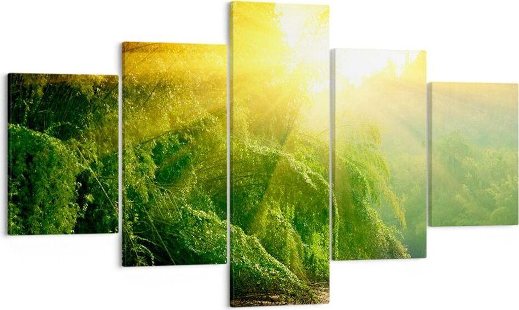 Bild auf Leinwand - Leinwandbild - Tropen Bäume Fluss - 125x70cm - Wand Bild - Wanddeko - Leinwanddruck - Bilder - Kunstdruck - Wanddekoration - L...