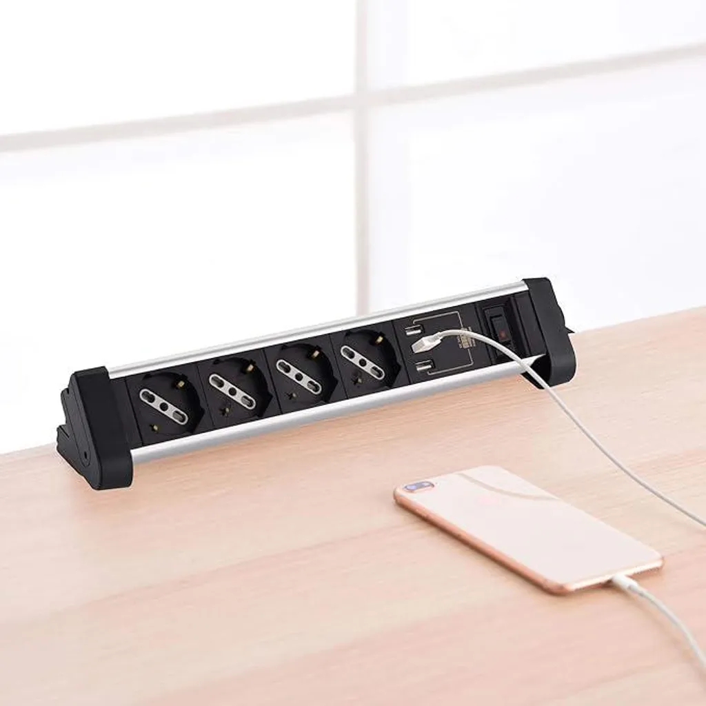 Bloc multiprise 2 prises et double chargeur USB pour table de nuit