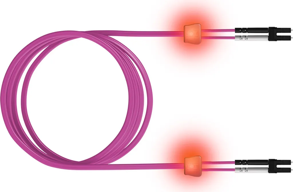 Jarretière optique multimode OM4 LC-LC de 10m avec détection LED