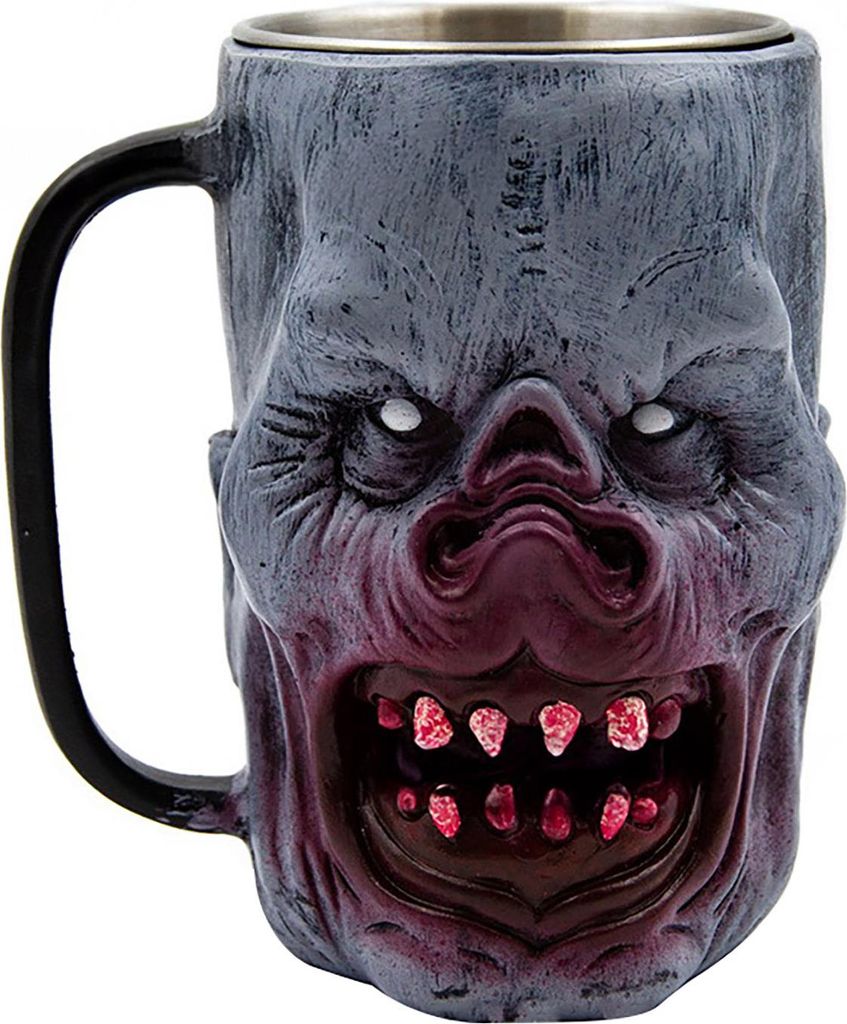 Totenkopfbecher aus Edelstahl, Kaffeetasse mit menschlichem Totenkopf, gruseliger Zombie-Bierkrug, Teetasse, Halloween-Horror-Partygeschenk für M...