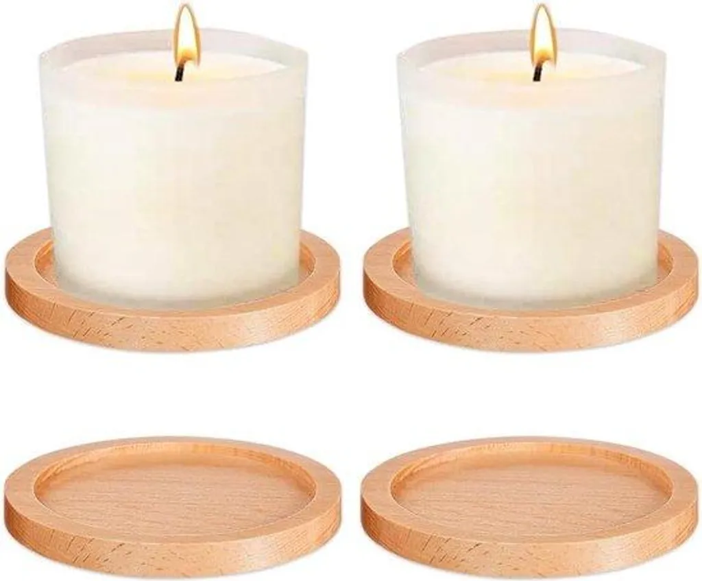 Bougeoir rond en bois 8 cm pour bougies de baptême et décoration de table