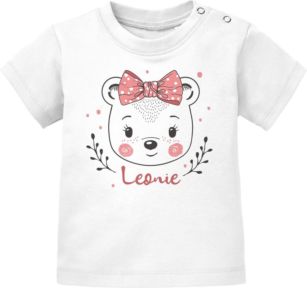 Baby T-Shirt mit Namen personalisiert Bär Junge Mädchen kurzarm Baumwolle SpecialMe Mädchen weiß 92/98 (16-24-Monate)