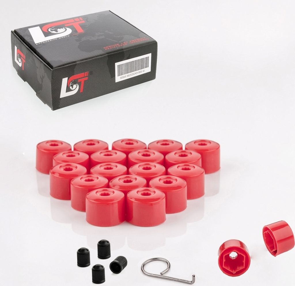 20x Radschrauben Abdeckkappen Radschraubenkappe 17mm rot für AUDI PORSCHE