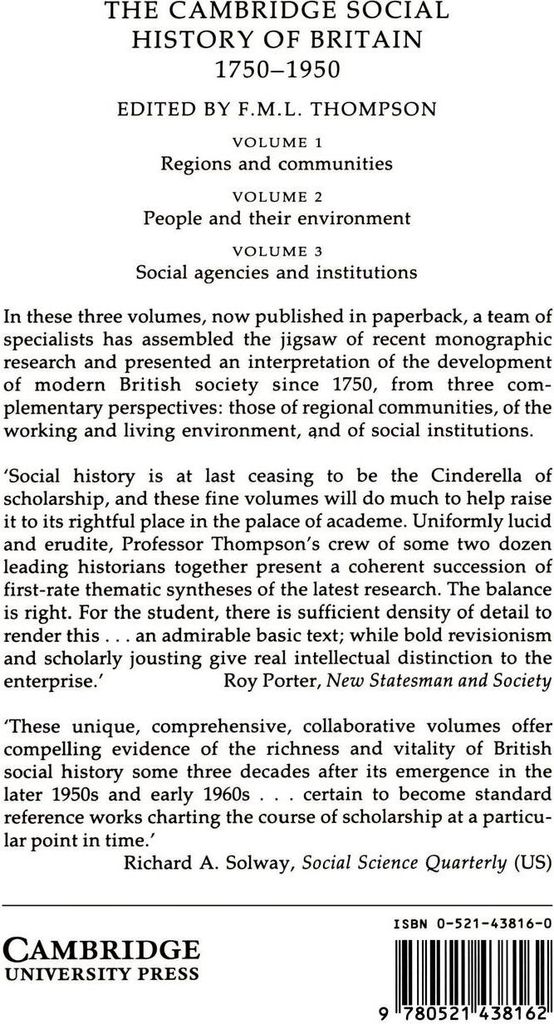 The Cambridge Social History of Britain, 1750 1950