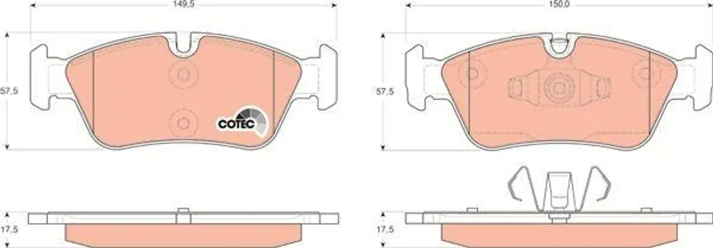Plaquettes de frein TRW GDB1625 OE 2288849 pour BMW Série 1 E81 E87 E90