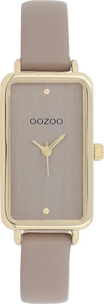Oozoo Orologio da Polso Donna C11531 Rettangolare Oro e Cuoio Taupe