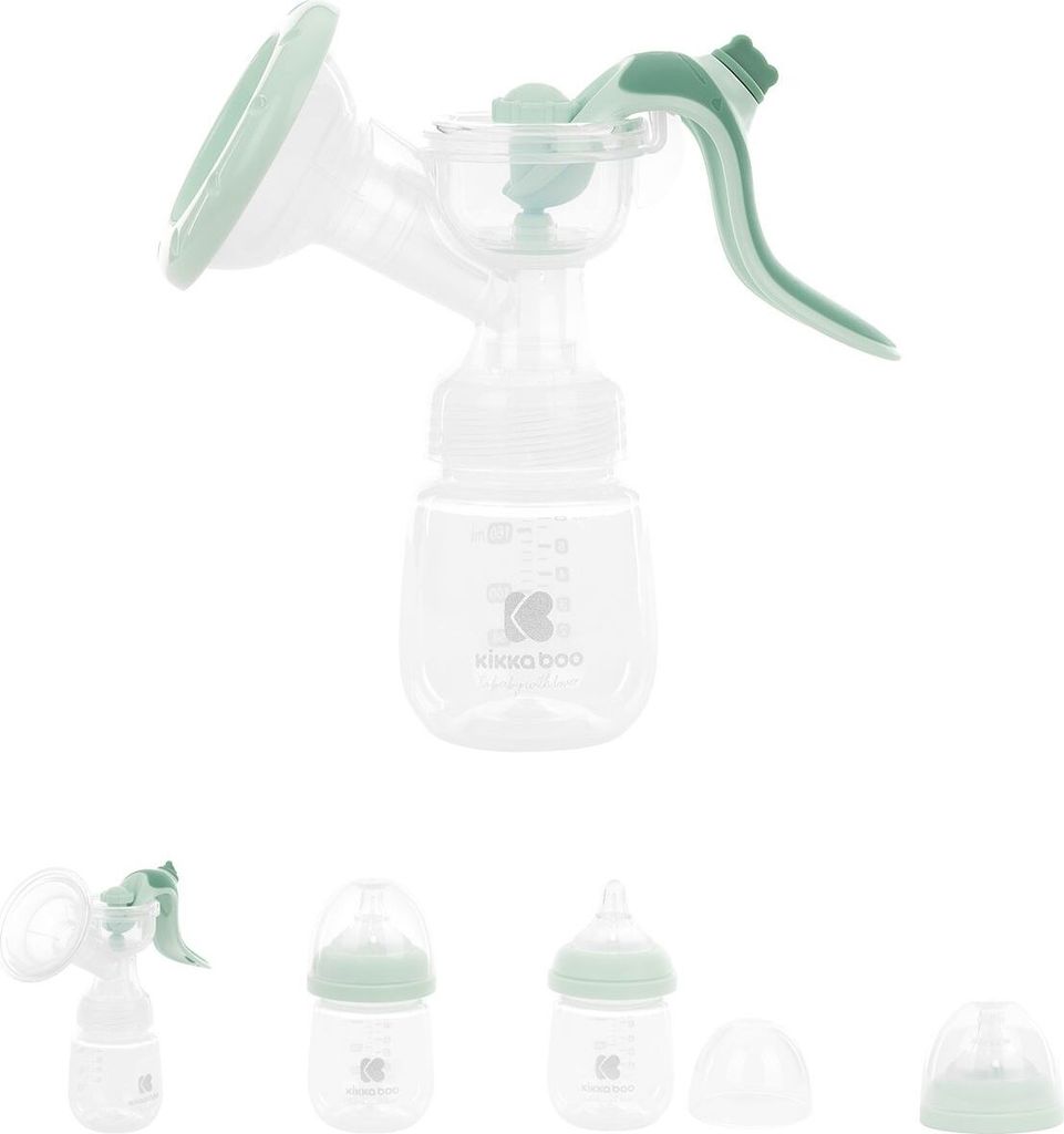 Kikkaboo Milchpumpe manuell Elsie, 180 ml Flasche, Silikonsauger Gruppe 0+ hellgrün