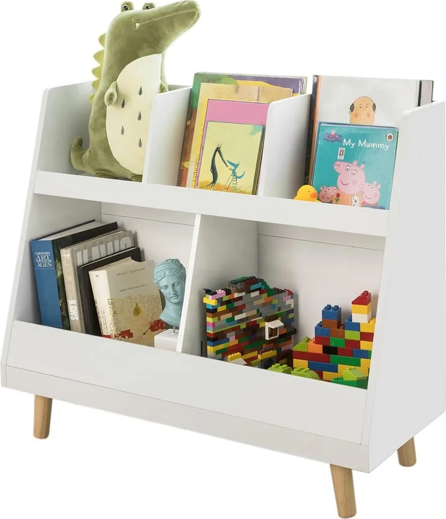 Rangement de Livres pour Chambre d'Enfant - Bibliothèque Blanche Basse