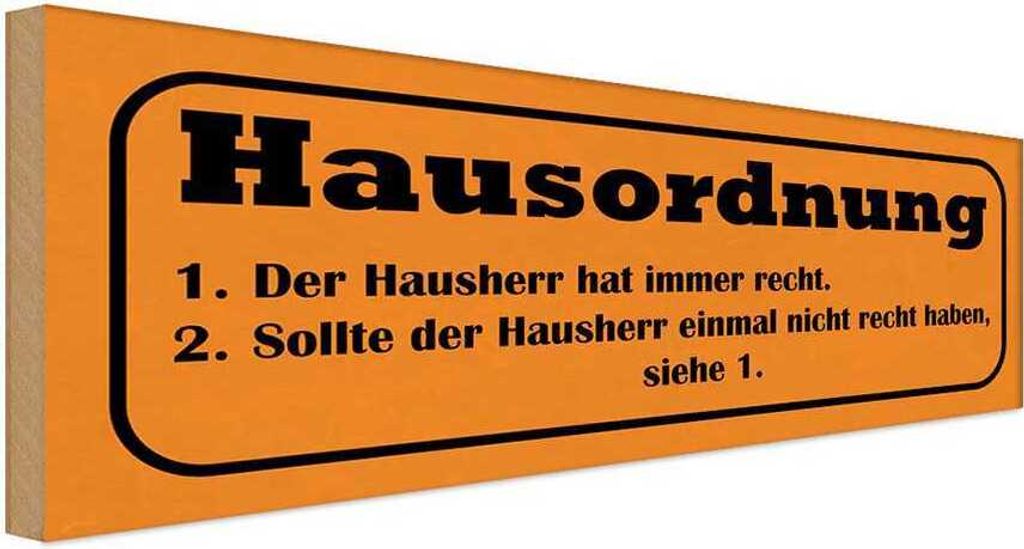vianmo Holzschild 10x27 cm Hausordnung Hausherr immmer Recht Spruch Zitat