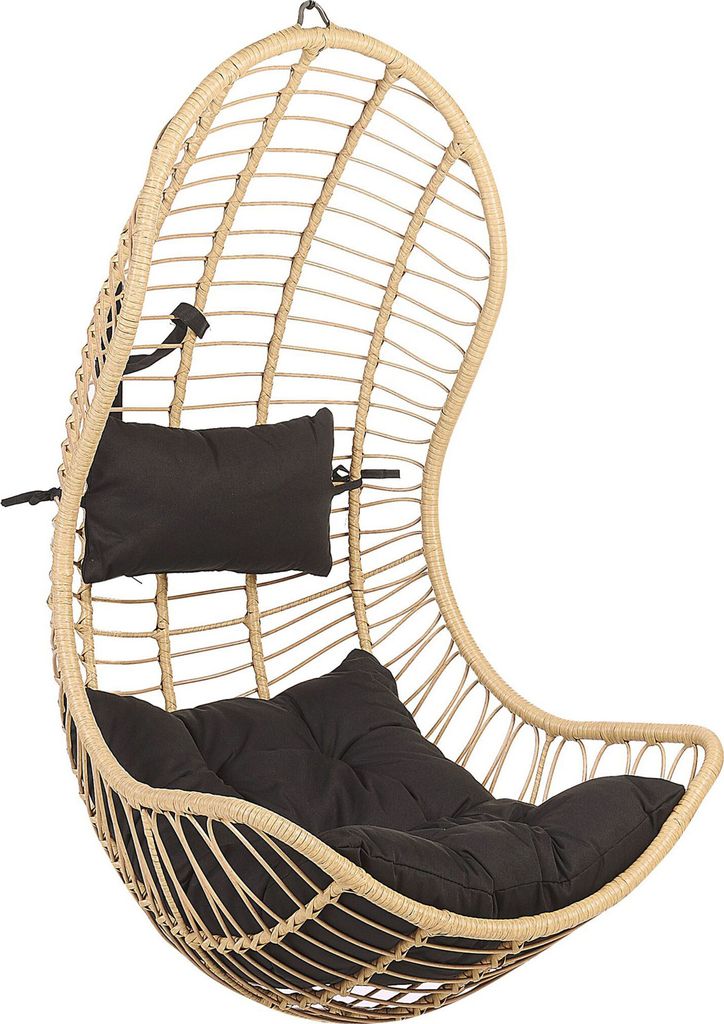 BELIANI Hängesessel Beige Rattan inkl. Kissen Outdoor Indoor Boho Stil