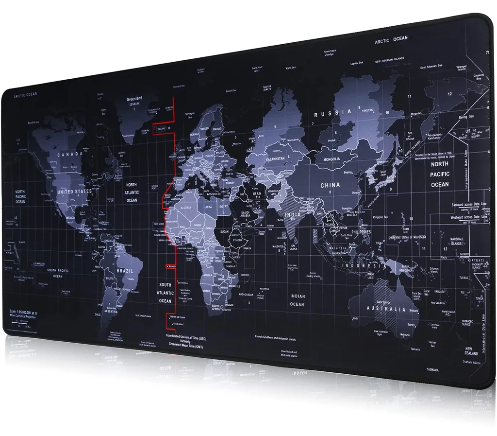 Grand sous-main de bureau motif carte du monde pour clavier et souris