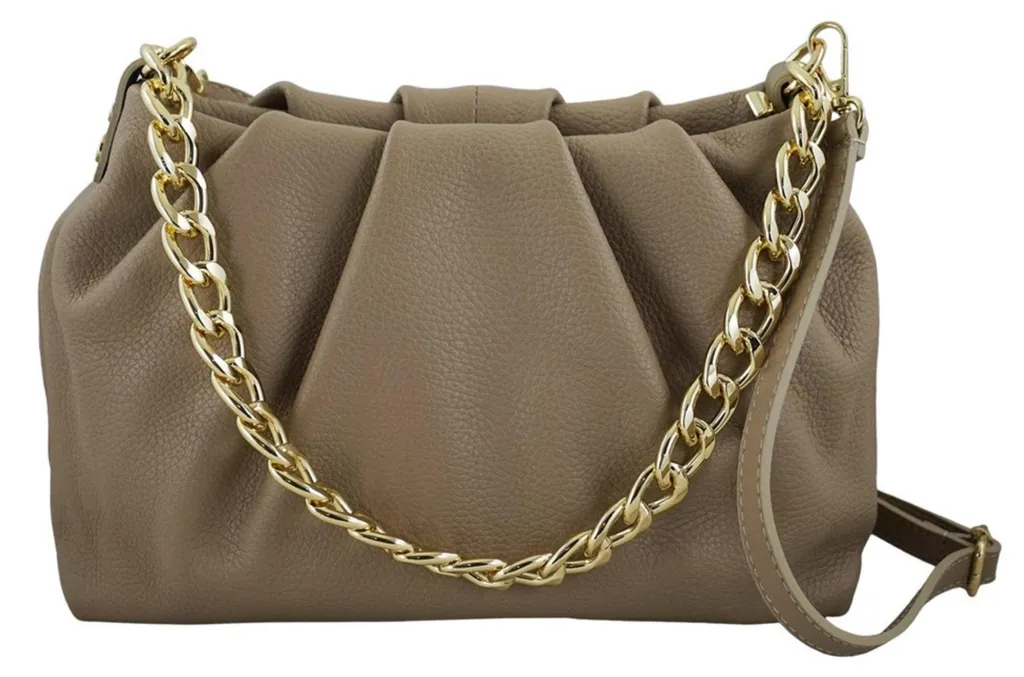 Sac porté épaule femme Barberini's 9482 en cuir gris de haute qualité
