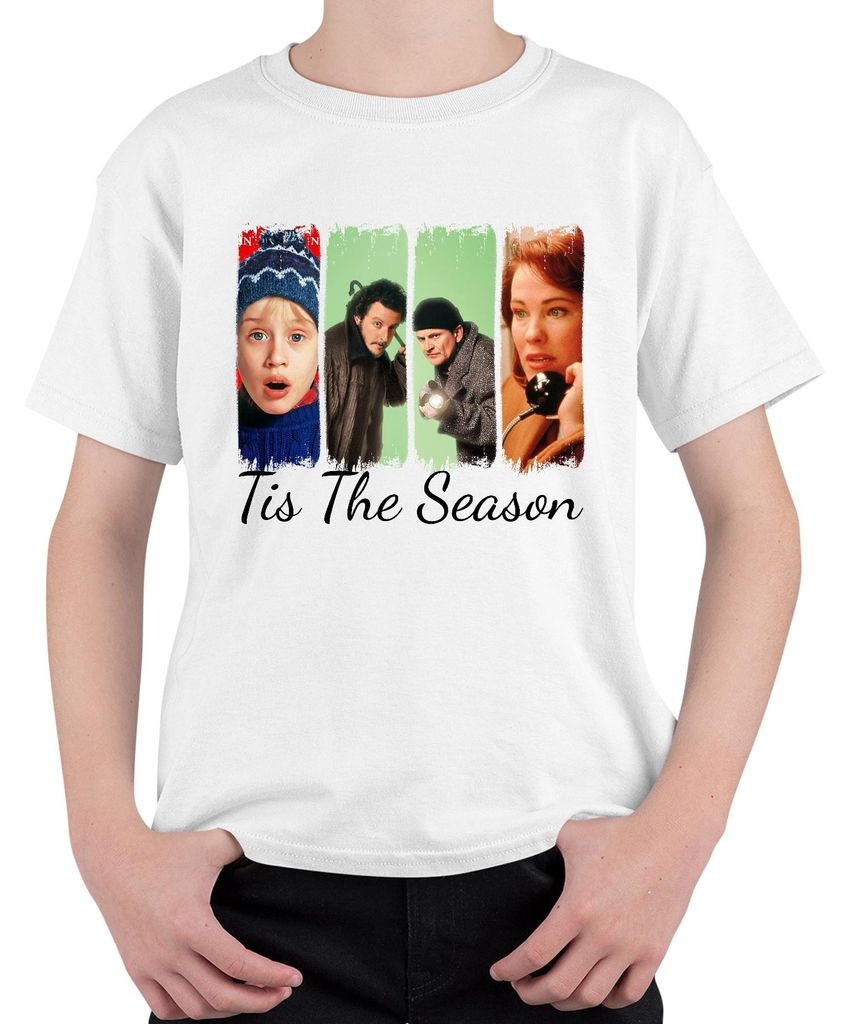 Tis The Season Home Alone Kevin Wet Bandits Weihnachten Geschenk Uni Kinder T-Shirt, Weiß, 104