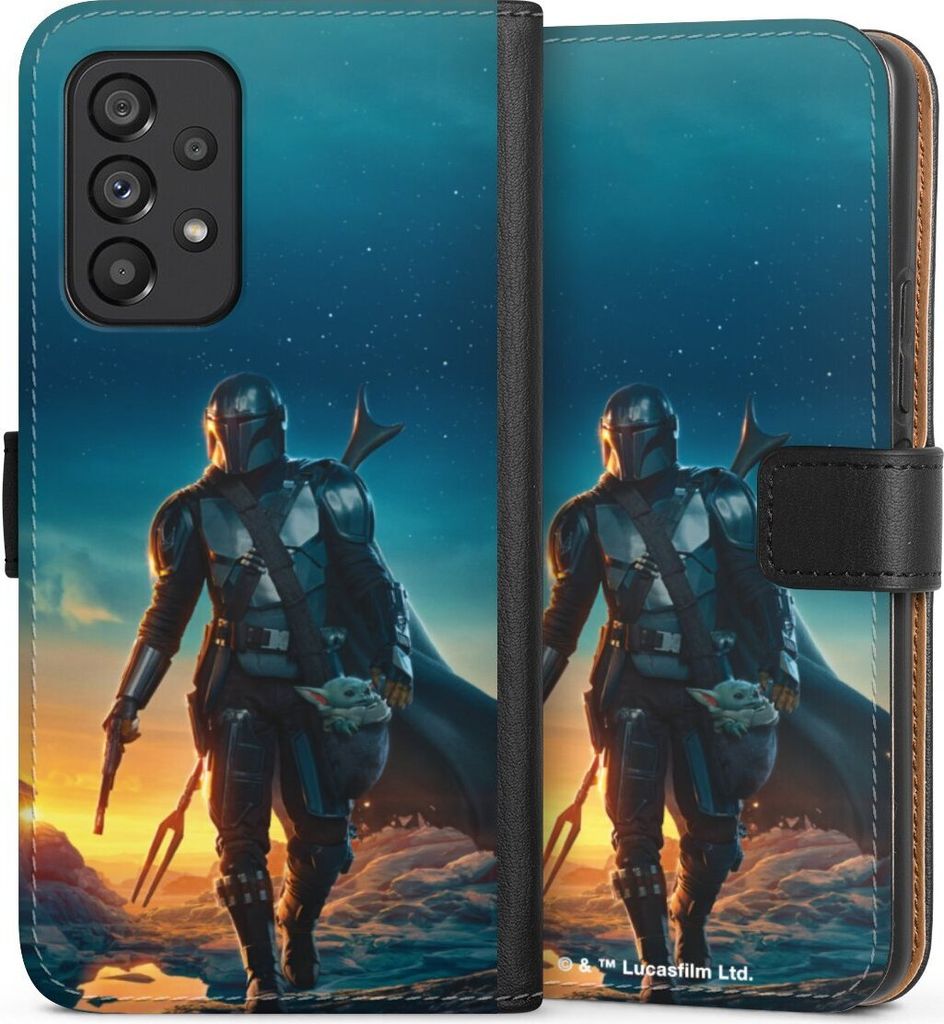 DeinDesign Klapphülle für Samsung Galaxy A53 5G Handytasche Lederhülle Tasche Sonnenuntergang Star Wars The Mandalorian