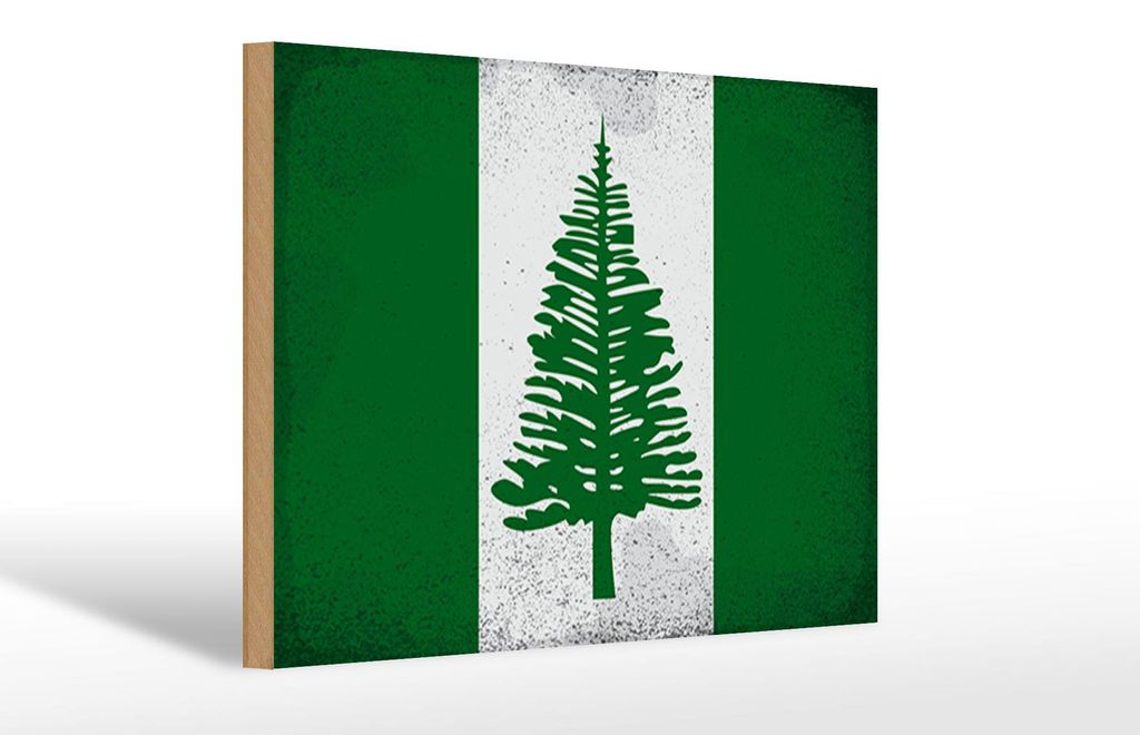 Holzschild Flagge Norfolkinsel 30x20cm Flag Vintage