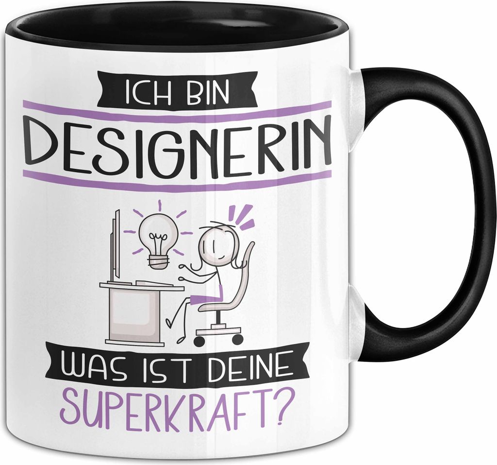Designerin Geschenk Tasse Ich Bin Designerin Was Ist Deine Superkraft Geschenkidee Lustig Geburtstag Weihnachten (Schwarz)